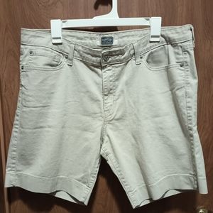 Signature Levi's Khaki Denim Stretch Jean Shorts Women Sz 16 Activewear